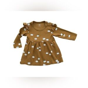 Lindex Size 62cm Mustard Yellow Ribbed Long Sleeve Apple Dress